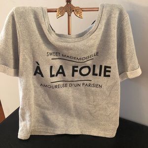 🌸H & M Light grey/silver short sleeve/crop top